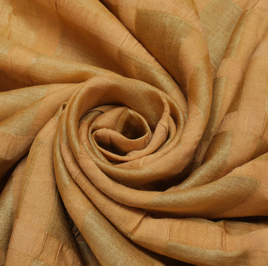 Sushila Vintage Brown Saree Pure Silk Printed & Woven Human Craft Sari Fabric