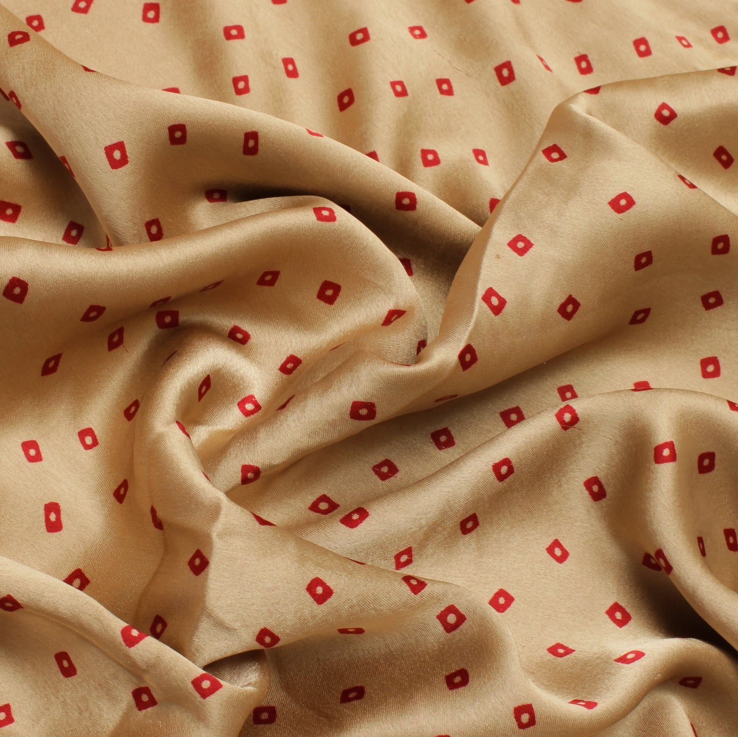 Sushila Vintage Light Brown Saree Blend Satin Silk Bandhani Printed Sari Fabric