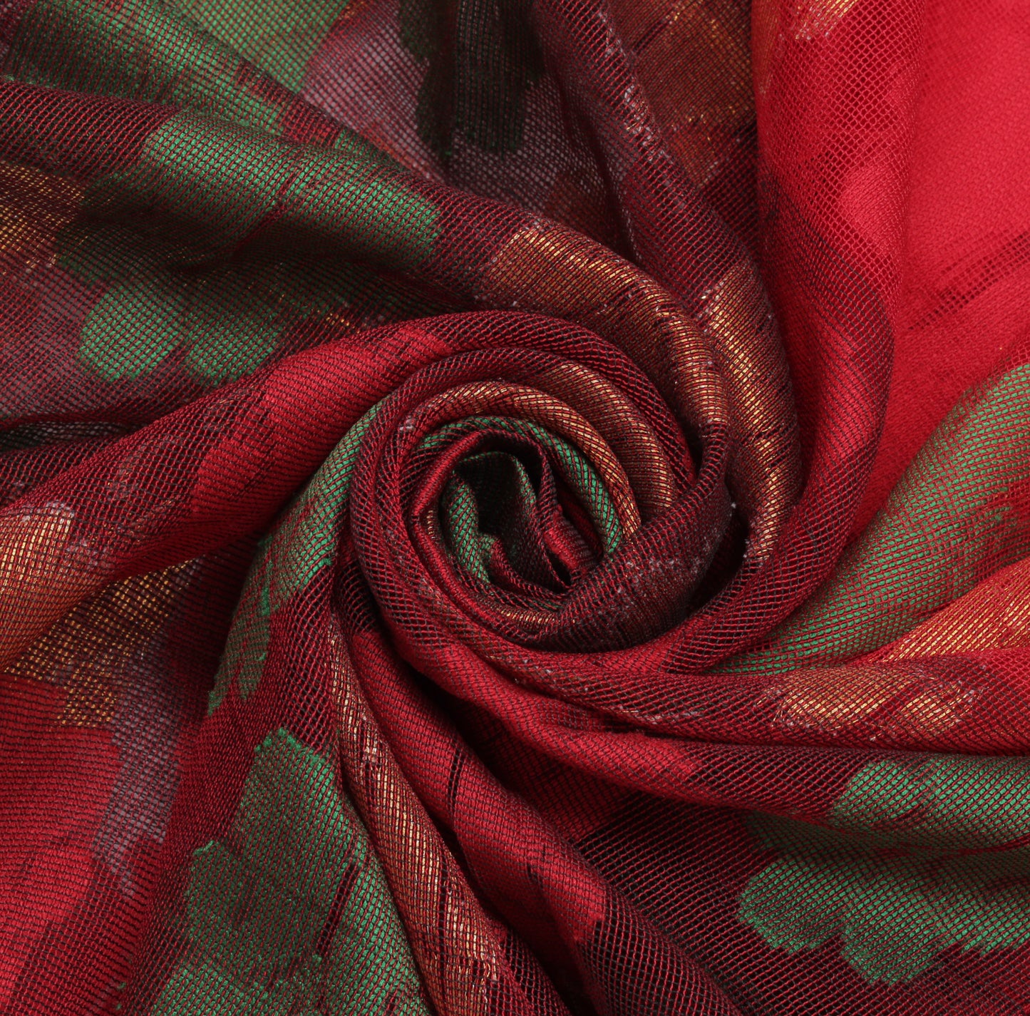 Sushila Vintage Maroon Indian Saree Art Cotton Silk All Over Woven Floral Sari Fabric