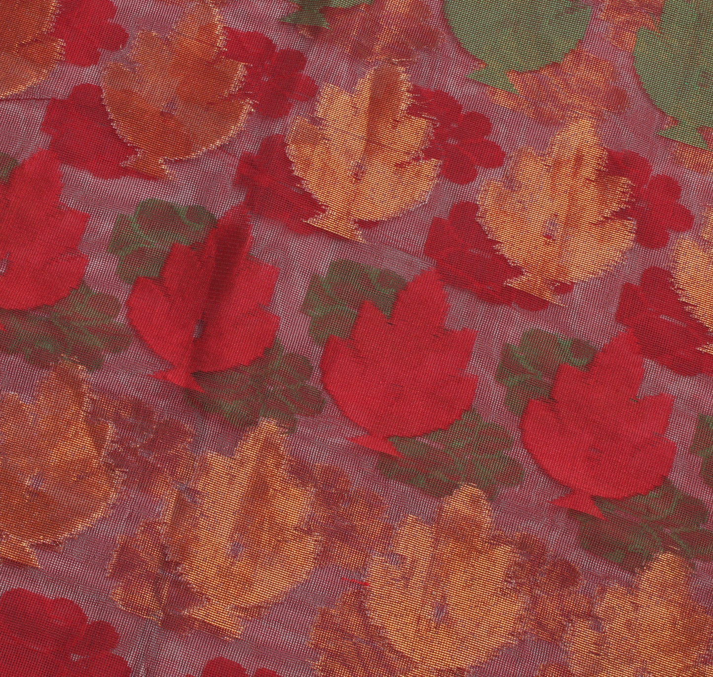 Sushila Vintage Maroon Indian Saree Art Cotton Silk All Over Woven Floral Sari Fabric