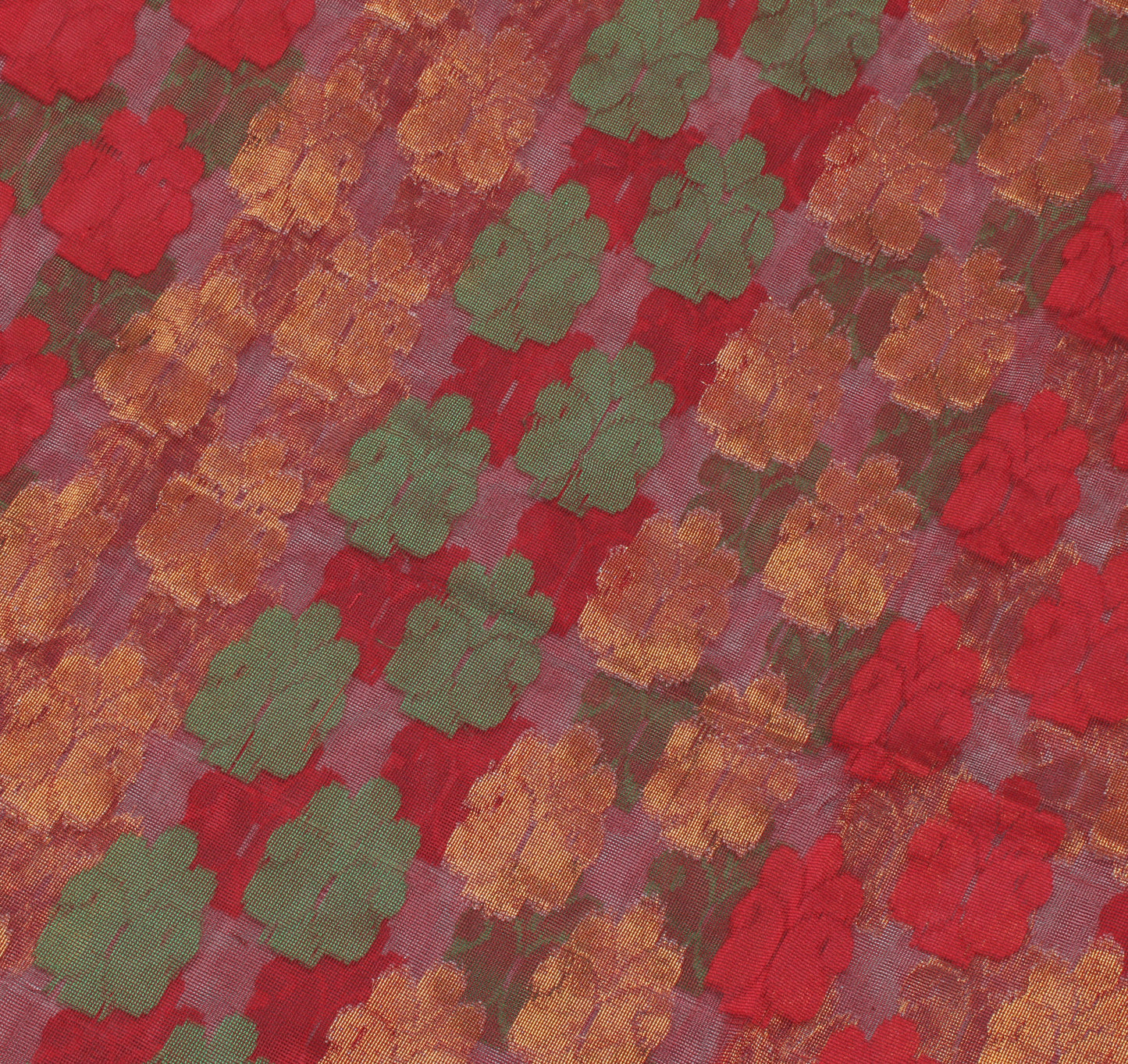 Sushila Vintage Maroon Indian Saree Art Cotton Silk All Over Woven Floral Sari Fabric