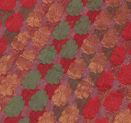 Sushila Vintage Maroon Indian Saree Net Mesh All Over Woven Floral Sari Fabric