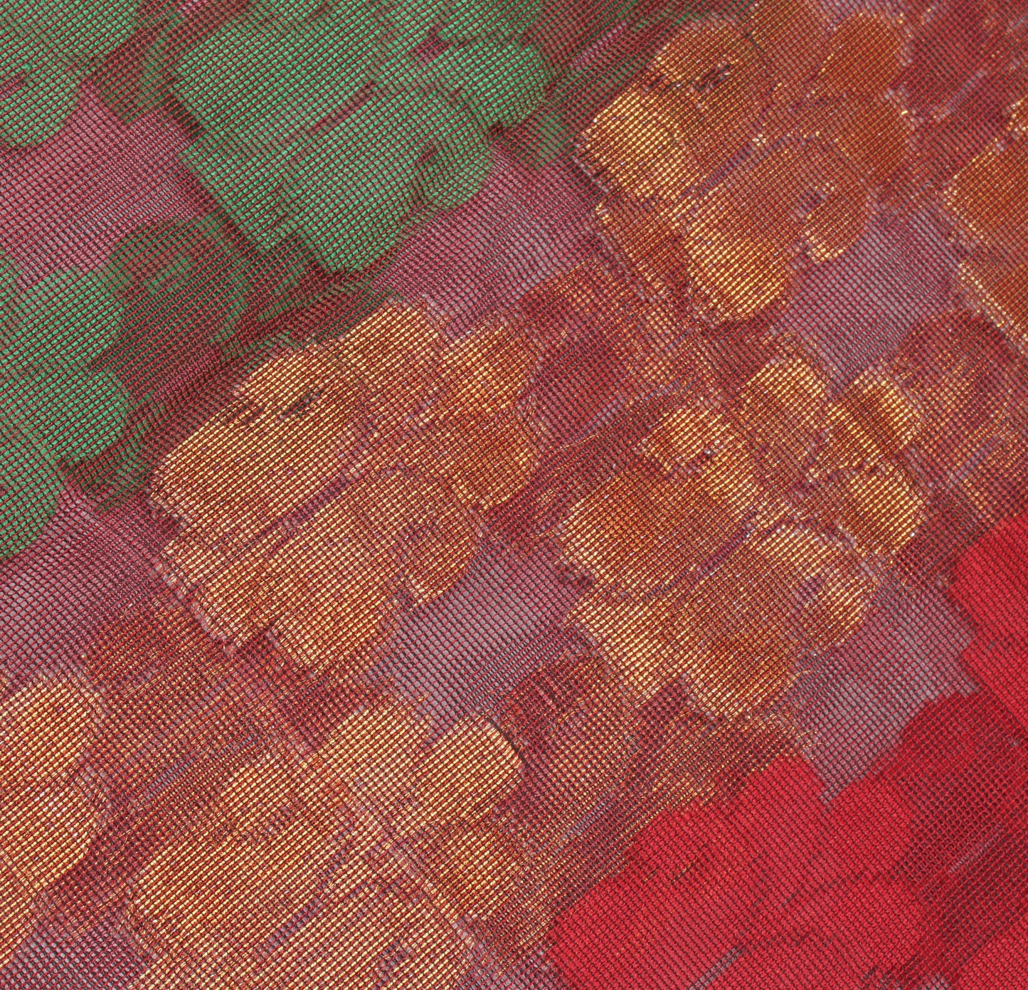 Sushila Vintage Maroon Indian Saree Art Cotton Silk All Over Woven Floral Sari Fabric
