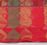 Sushila Vintage Maroon Indian Saree Net Mesh All Over Woven Floral Sari Fabric