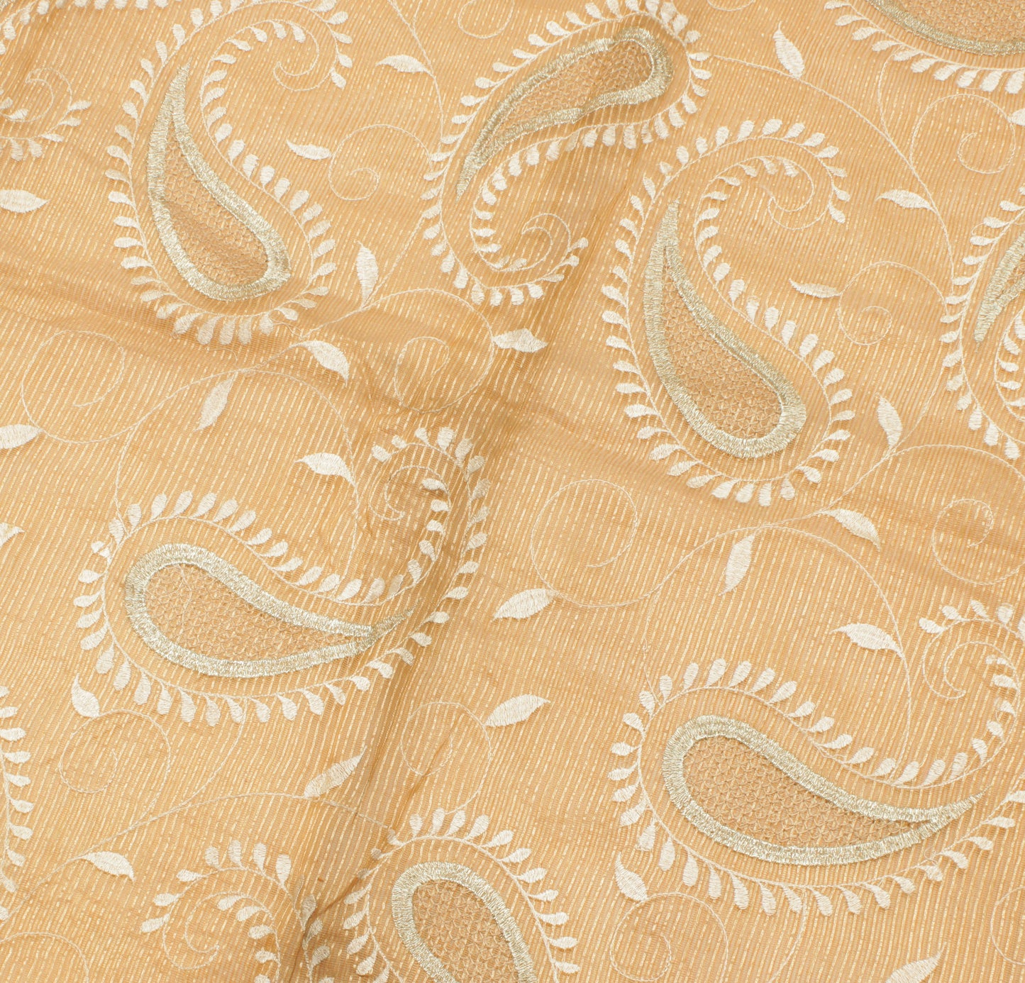 Sushila Vintage Orange Saree 100% Pure Silk Embroidered Paisley Sari Fabric