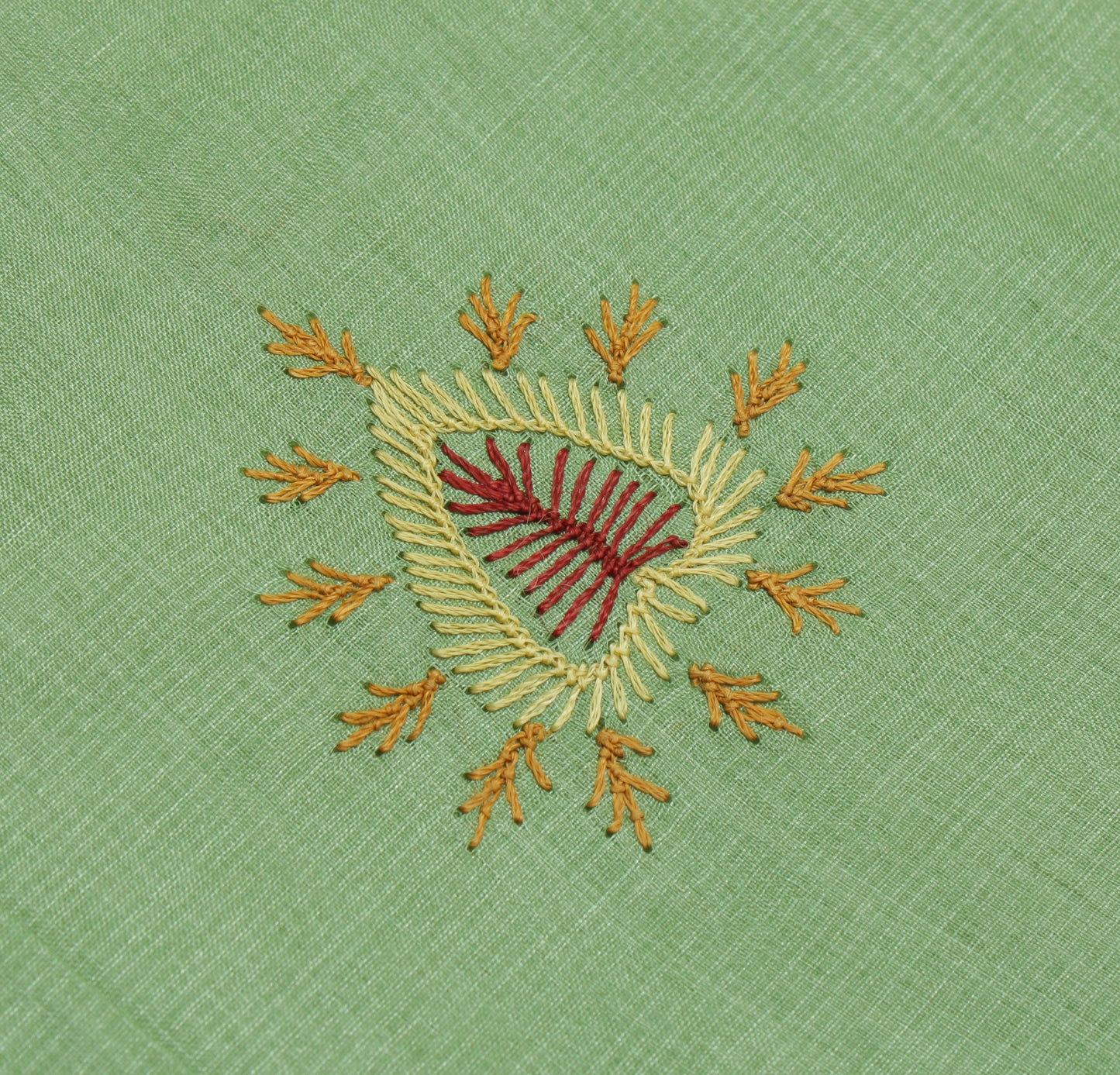 Sushila Vintage Green Saree Pure Silk Hand Embroidered Floral Sari Craft Fabric