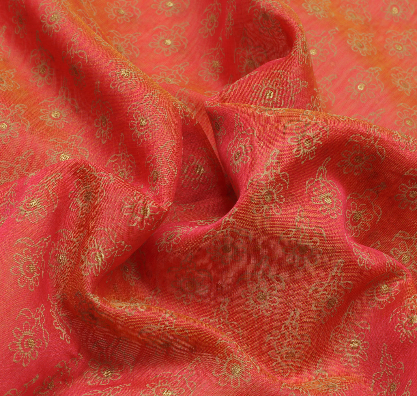 Sushila Vintage Printed Floral Saree Woven Border Pure Cotton Sari Craft Fabric