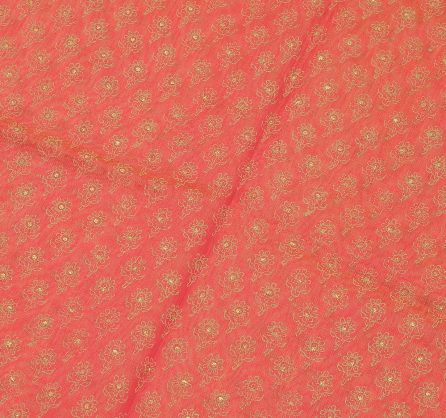 Sushila Vintage Printed Floral Saree Woven Border Pure Cotton Sari Craft Fabric