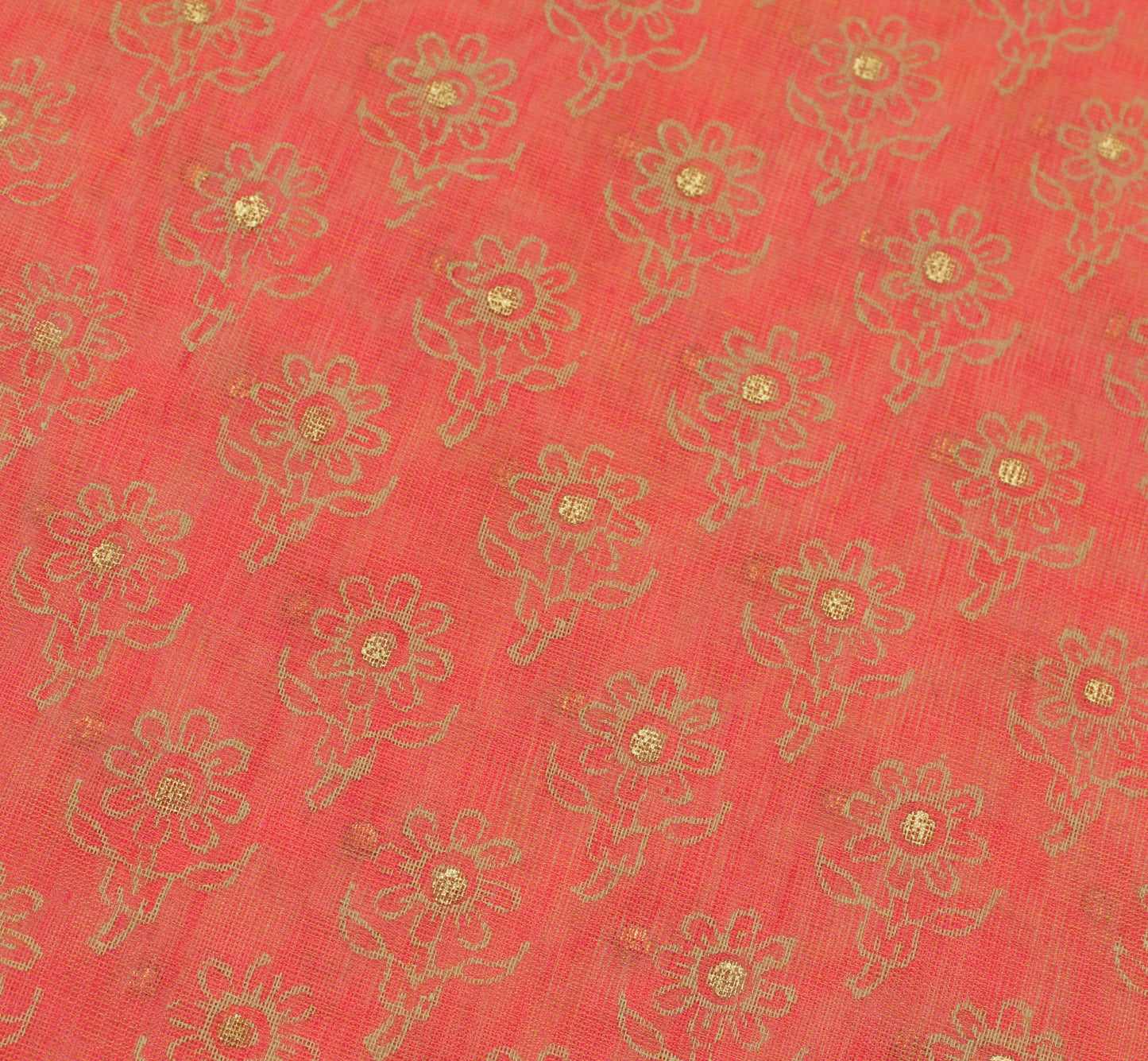 Sushila Vintage Printed Floral Saree Woven Border Pure Cotton Sari Craft Fabric