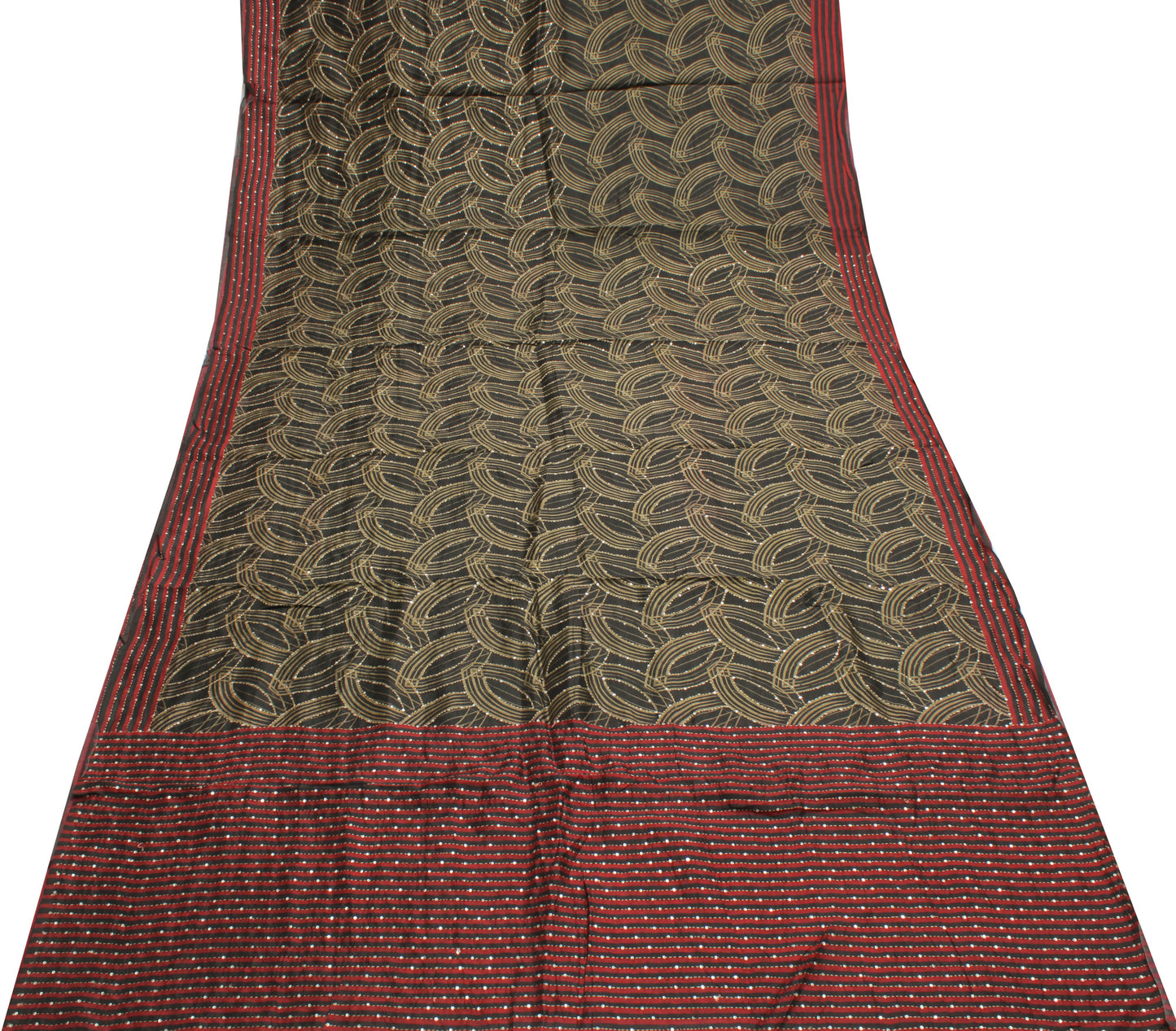 Sushila Vintage Black Indian Saree 100% Pure Silk Printed Sari Craft Fabric