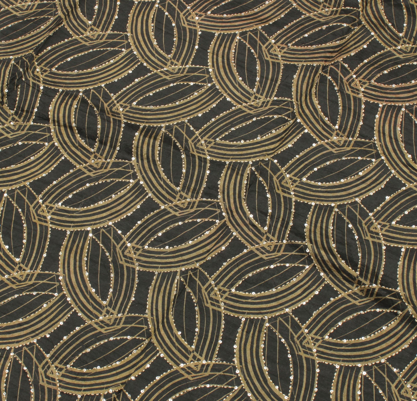 Sushila Vintage Black Indian Saree 100% Pure Silk Printed Sari Craft Fabric