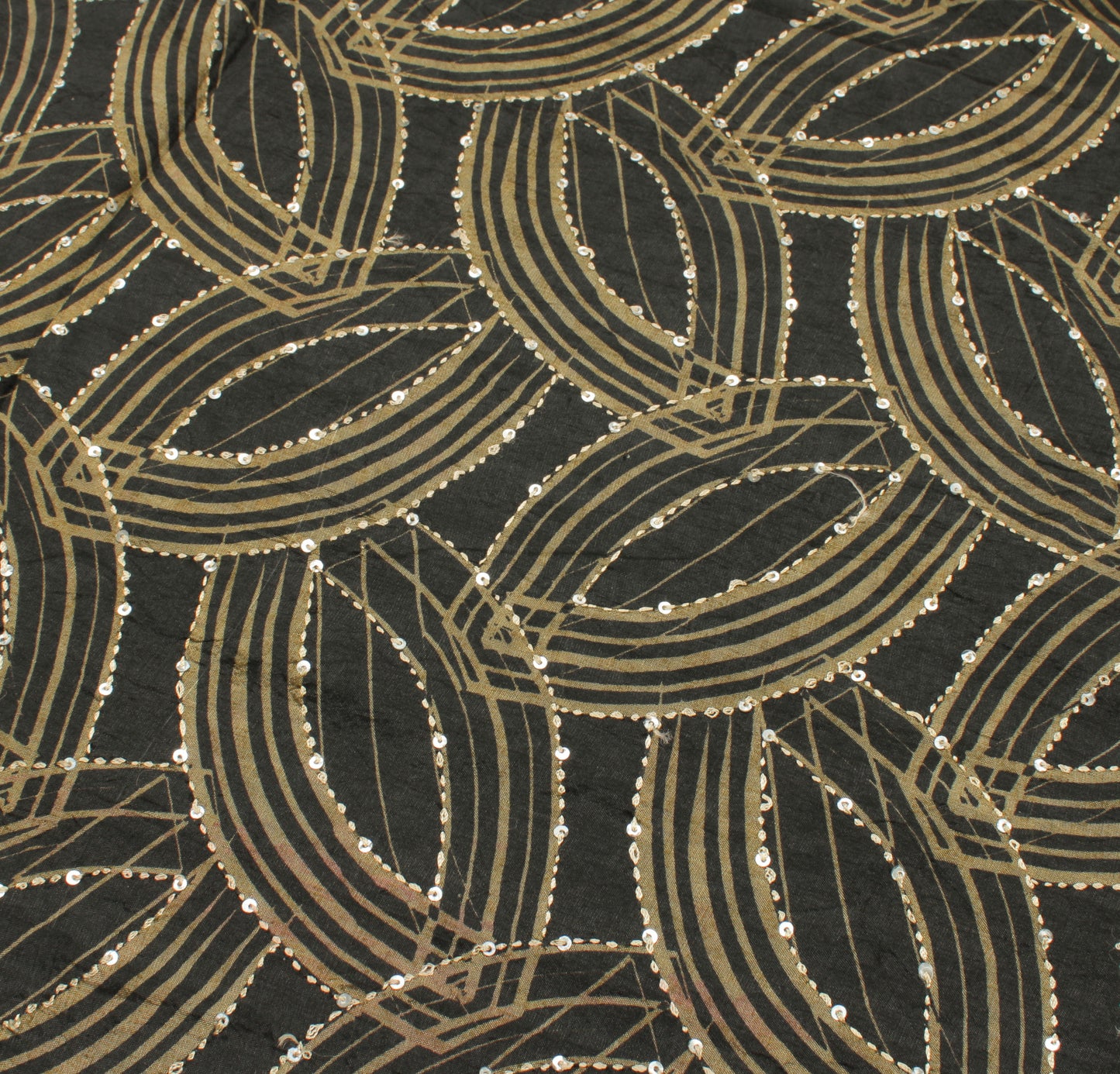 Sushila Vintage Black Indian Saree 100% Pure Silk Printed Sari Craft Fabric