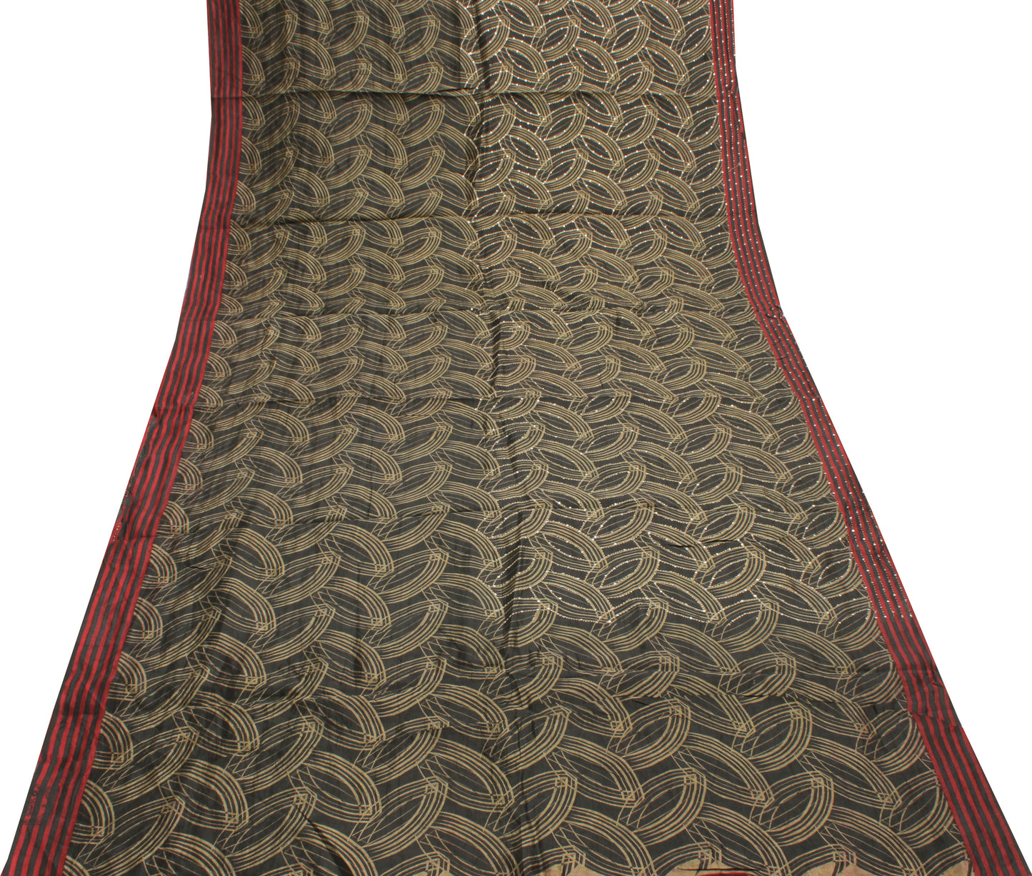 Sushila Vintage Black Indian Saree 100% Pure Silk Printed Sari Craft Fabric