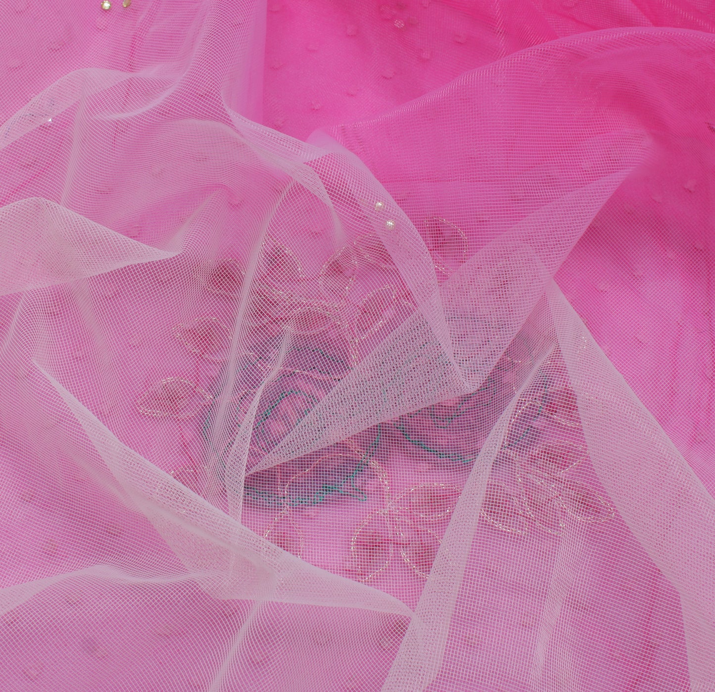 Sushila Vintage HEAVY Pink Saree Pure Georgette Silk Embroidered with Velvet Border Floral Designer Sari Craft Fabric