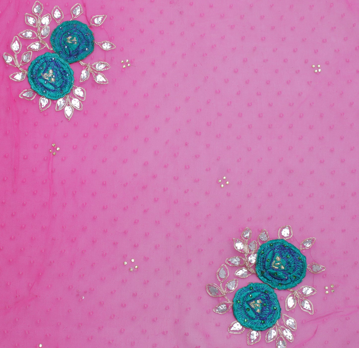 Sushila Vintage HEAVY Pink Saree Pure Georgette Silk Embroidered with Velvet Border Floral Designer Sari Craft Fabric
