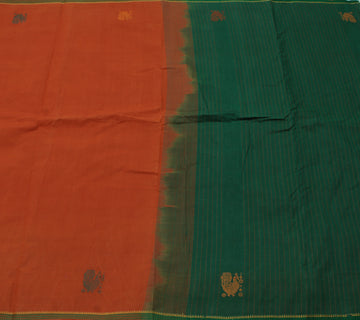 Sushila Vintage Indian Saree 100% Pure Cotton Woven Peacock Sari Craft Fabric