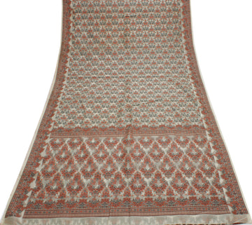 Sushila Vintage Indian Saree 100% Pure Silk All Over Woven Floral Sari Fabric