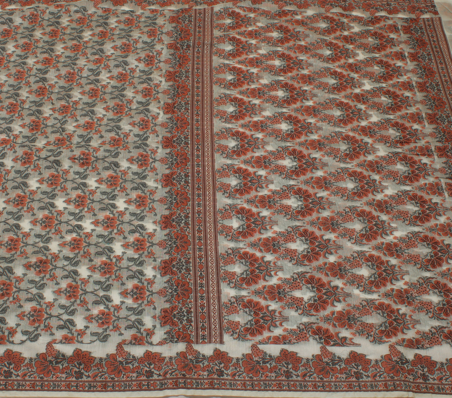 Sushila Vintage Indian Saree 100% Pure Silk All Over Woven Floral Sari Fabric