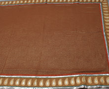 Sushila Vintage Brown Saree Blend Georgette Silk Printed Zig-Zag Sari Fabric