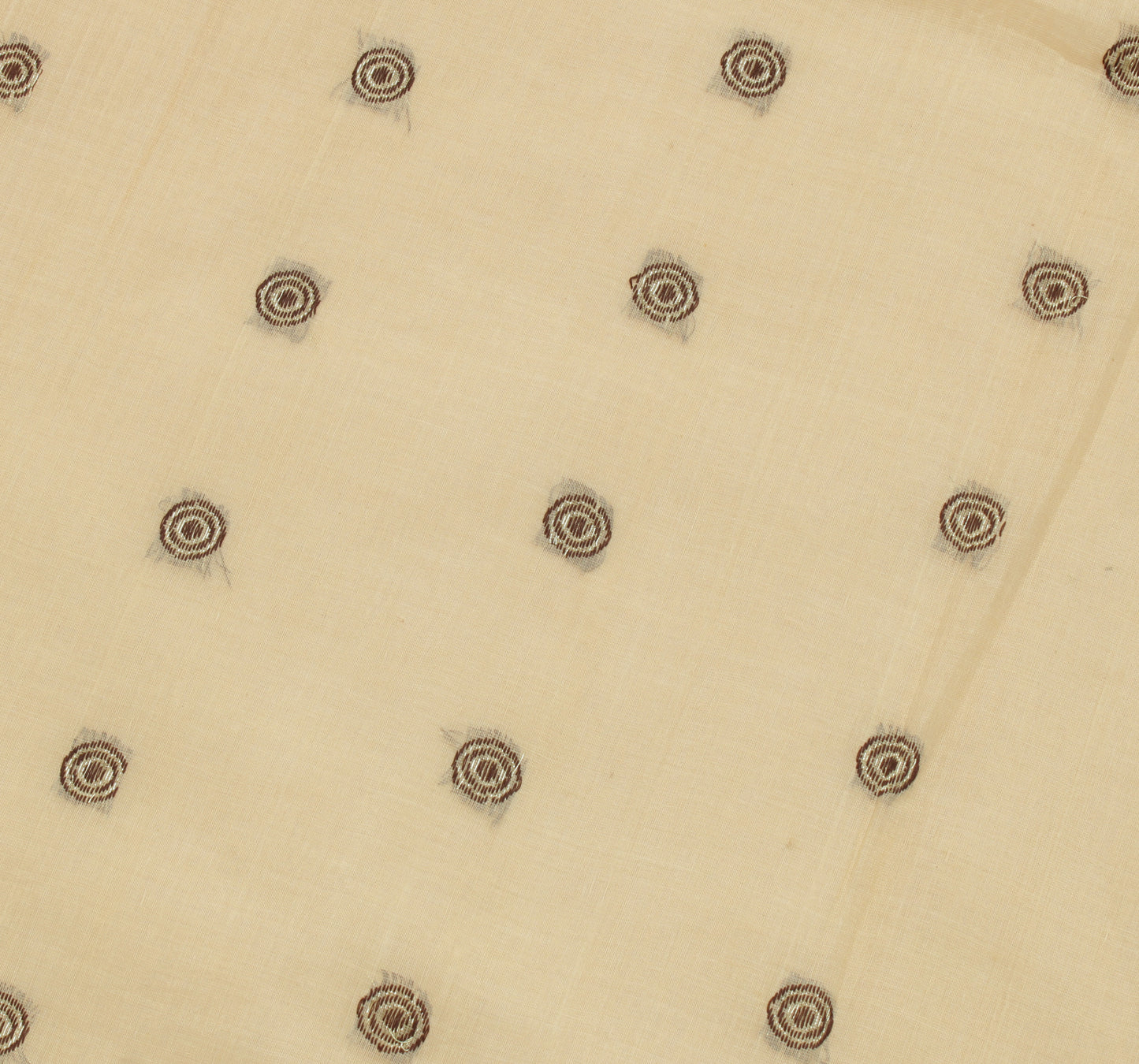 Sushila Vintage Beige Indian Saree 100% Pure Cotton Woven Sari Craft Fabric