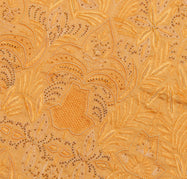 Sushila Vintage Orange Saree 100% Pure Silk Embroidered Floral Sari Craft Fabric