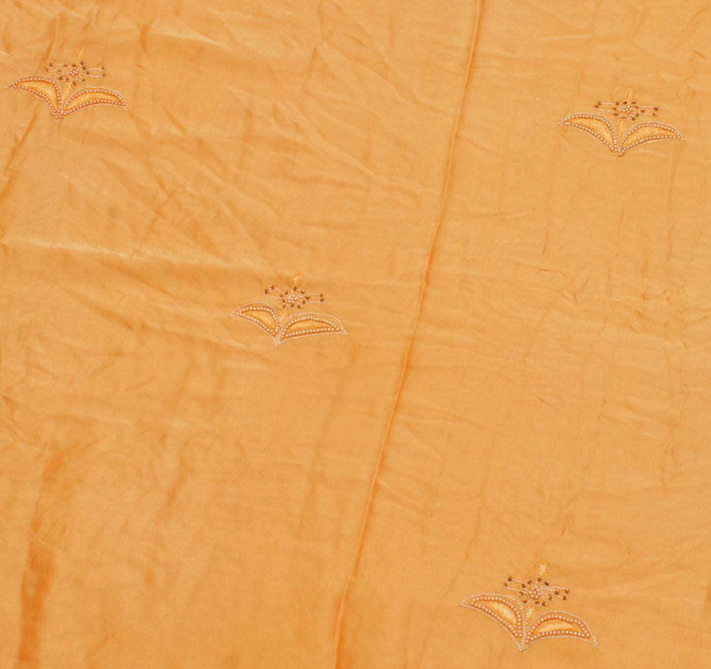 Sushila Vintage Orange Saree 100% Pure Silk Embroidered Floral Sari Craft Fabric