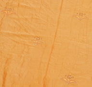 Sushila Vintage Orange Saree 100% Pure Silk Embroidered Floral Sari Craft Fabric