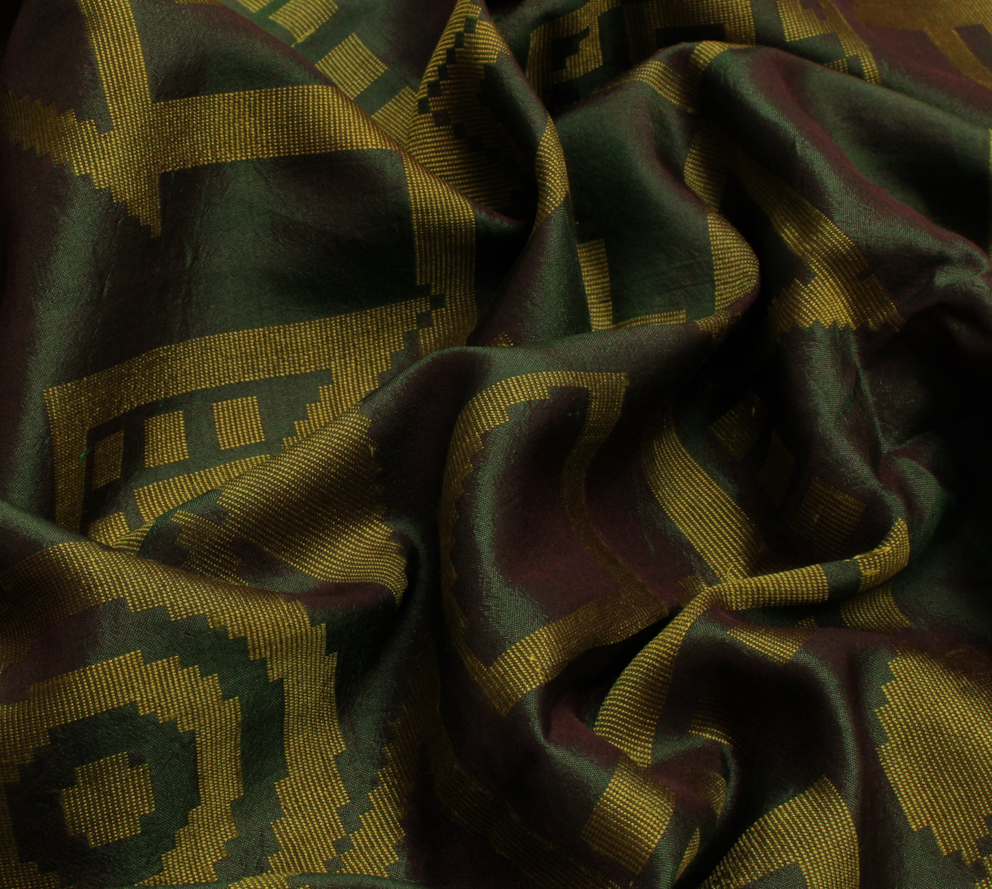 Sushila Vintage Green Indian Saree 100% Pure Silk Woven Sari Craft Decor Fabric