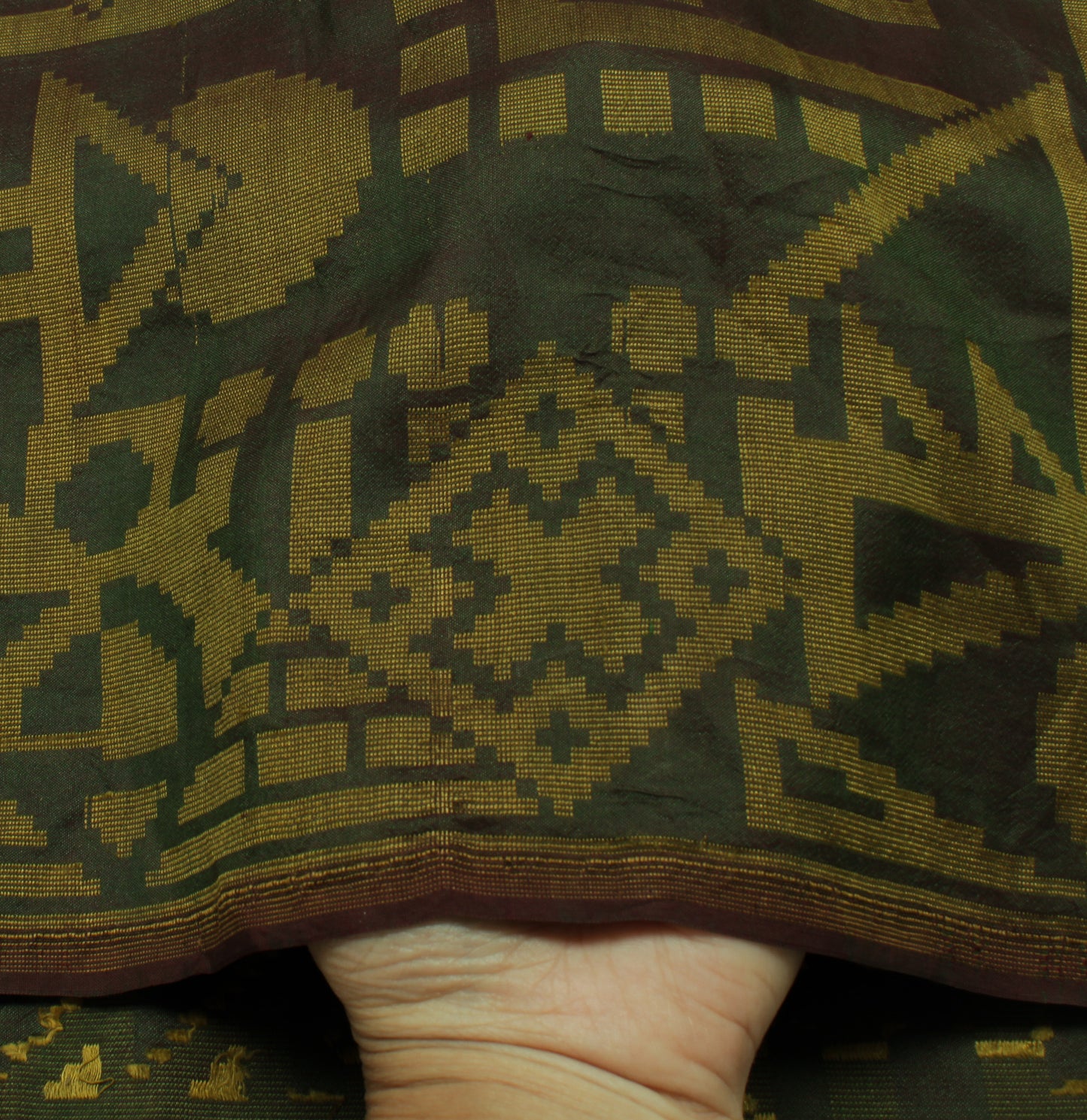 Sushila Vintage Green Indian Saree 100% Pure Silk Woven Sari Craft Decor Fabric