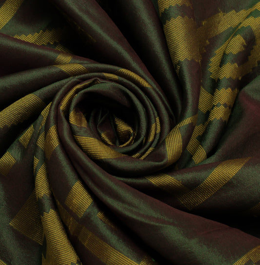 Sushila Vintage Green Indian Saree 100% Pure Silk Woven Sari Craft Decor Fabric