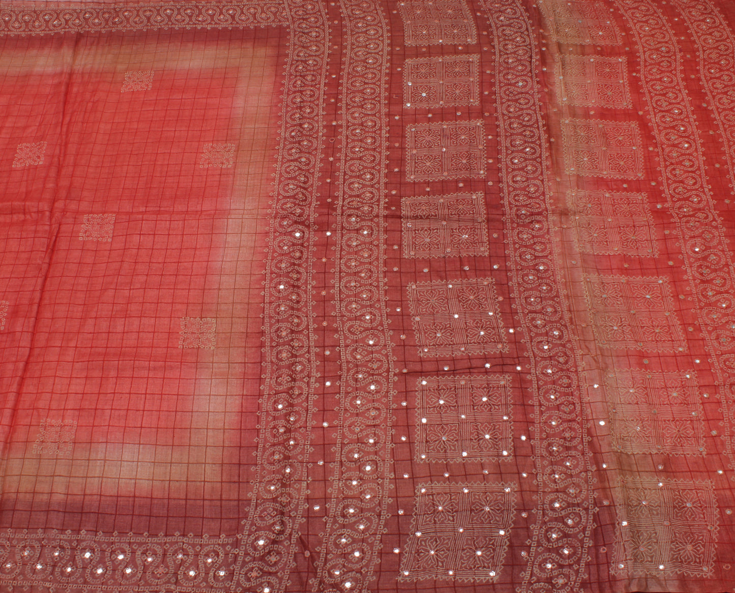 Sushila Vintage Indian Saree 100% Pure Silk Bandhani Printed Sari Craft Fabric
