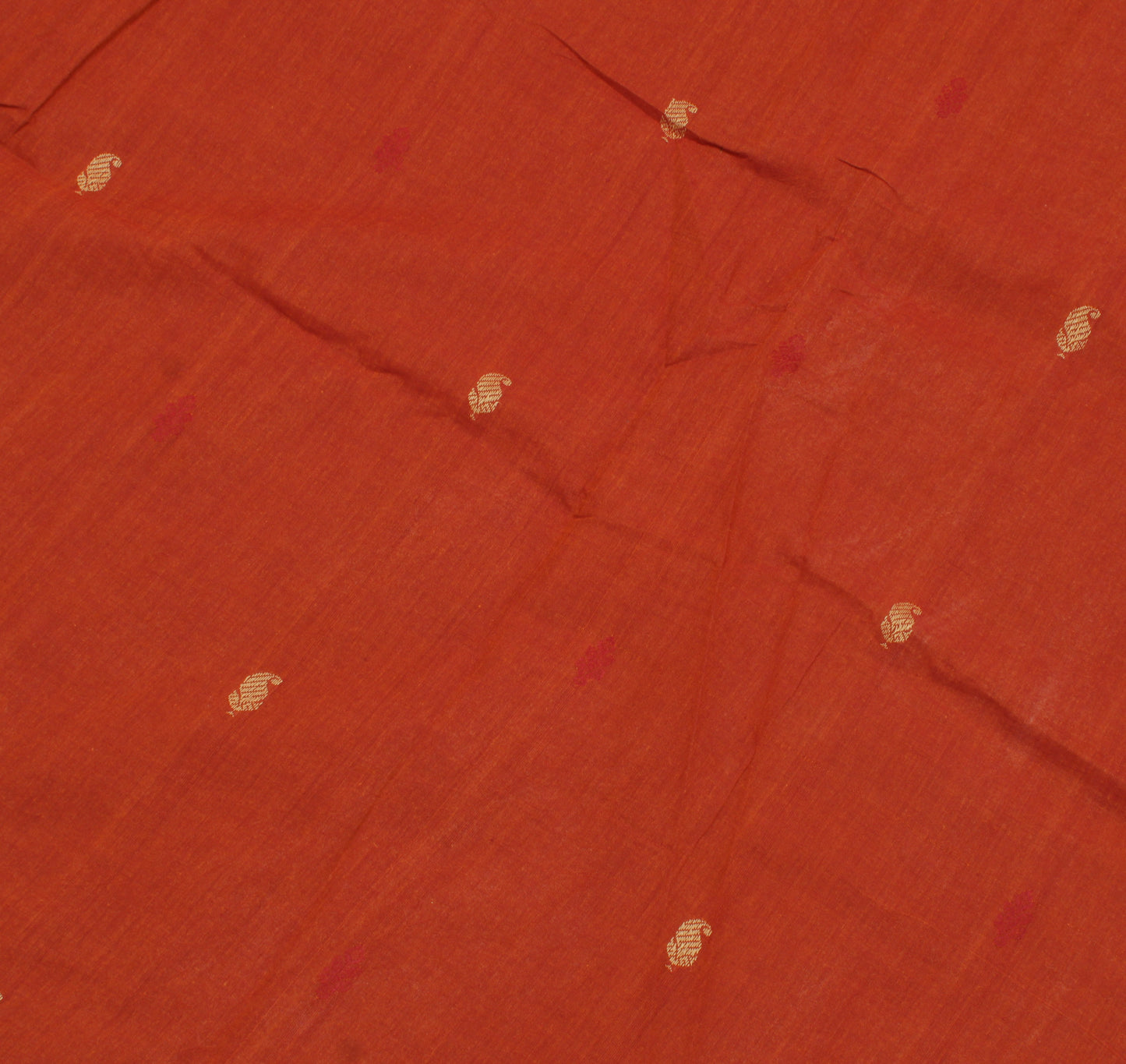 Sushila Vintage Rust Indian Saree 100% Pure Cotton Woven Sari Craft 5 YD Fabric