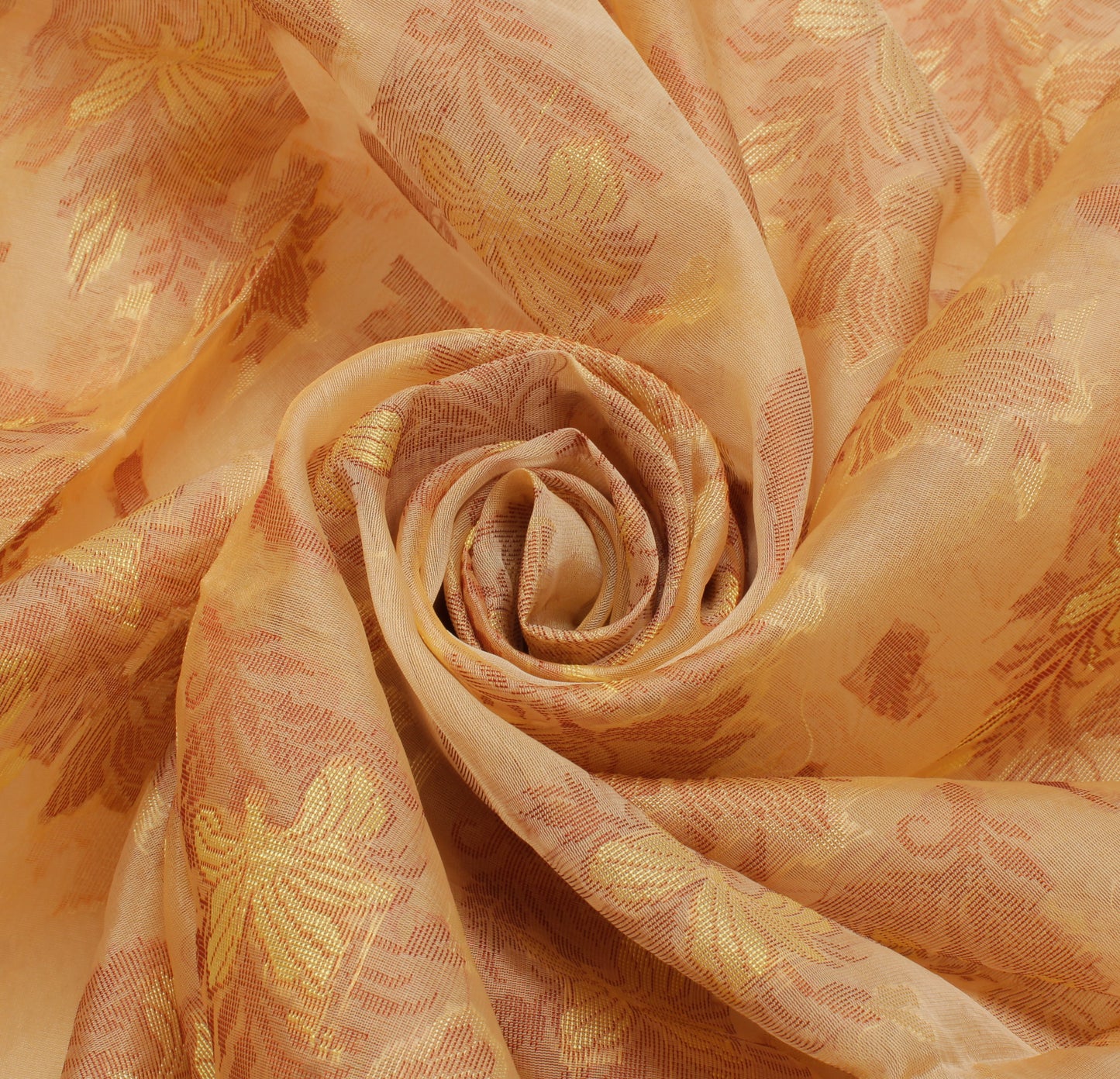 Sushila Vintage Beige Saree Pure Silk All Over Woven Floral Sari Craft Fabric
