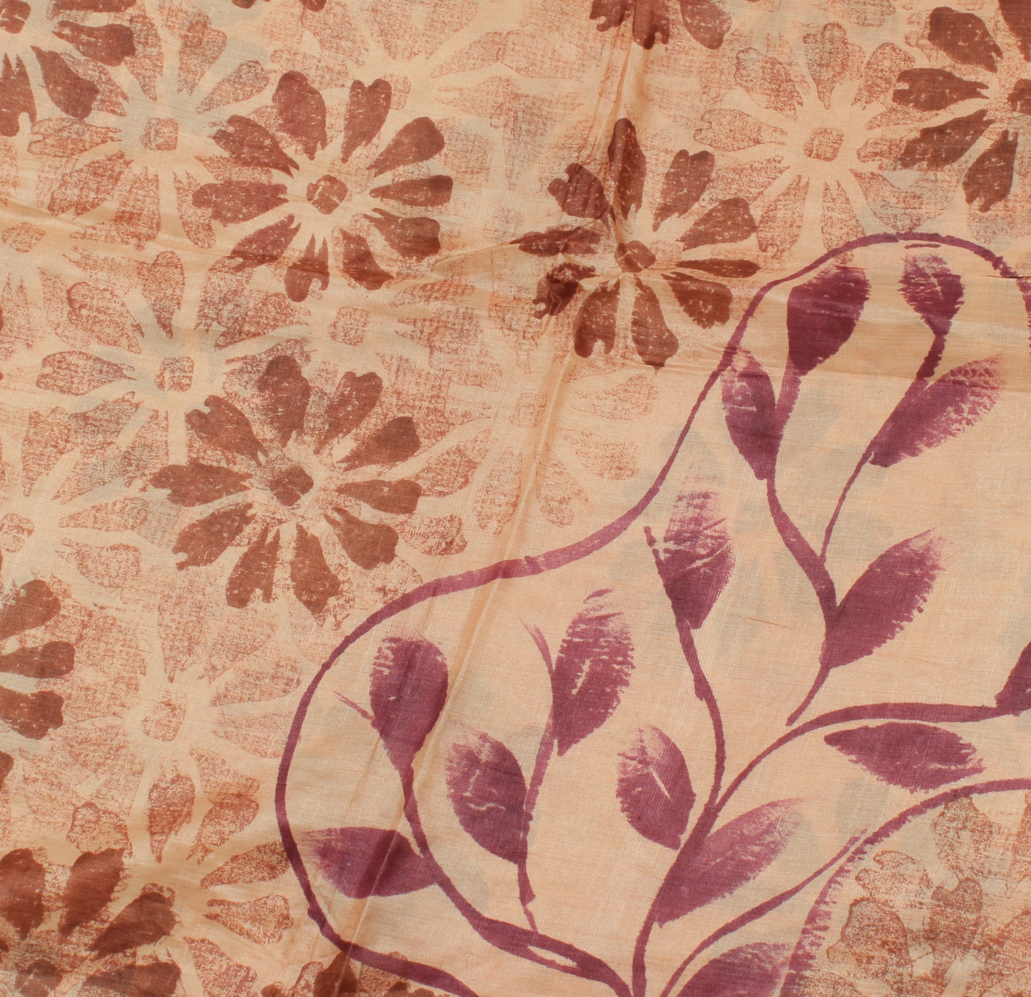 Sushila Vintage Peach Saree Pure Silk Hand Beaded & Printed Floral Sari Fabric