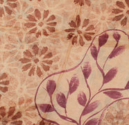 Sushila Vintage Peach Saree Pure Silk Hand Beaded & Printed Floral Sari Fabric