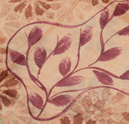 Sushila Vintage Peach Saree Pure Silk Hand Beaded & Printed Floral Sari Fabric