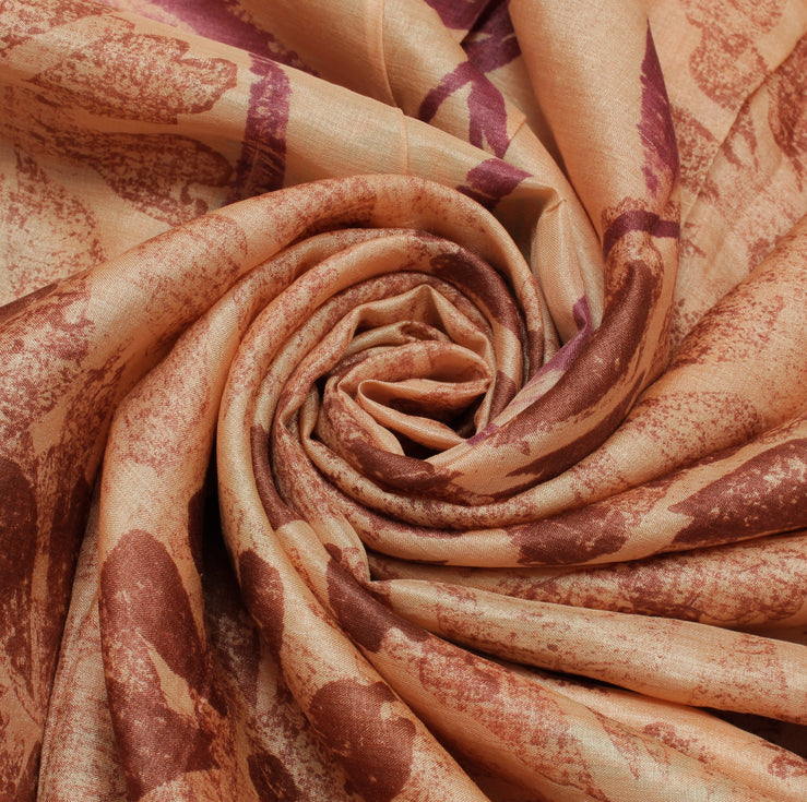 Sushila Vintage Peach Saree Pure Silk Hand Beaded & Printed Floral Sari Fabric