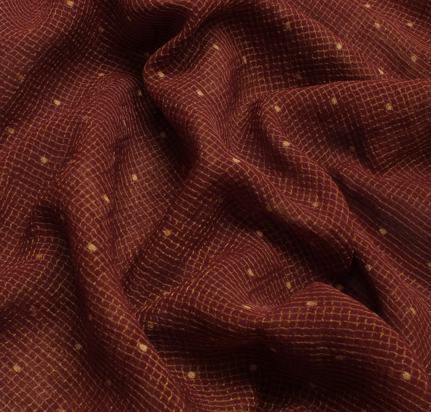 Sushila Vintage Maroon Saree Pure Georgette Silk Hand Beaded & Woven Sari Fabric