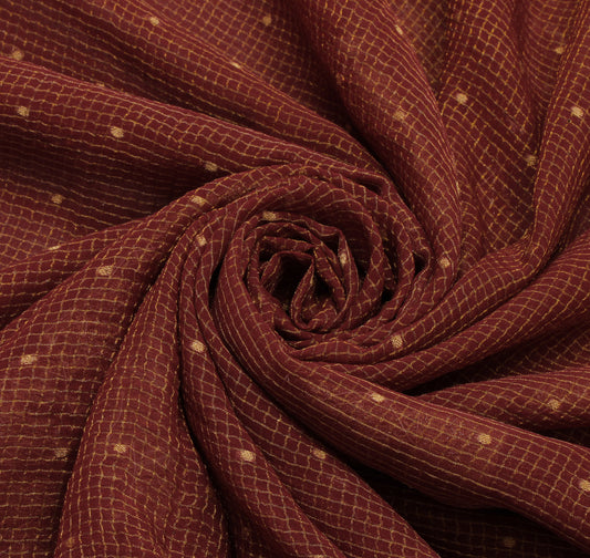 Sushila Vintage Maroon Saree Pure Georgette Silk Hand Beaded & Woven Sari Fabric