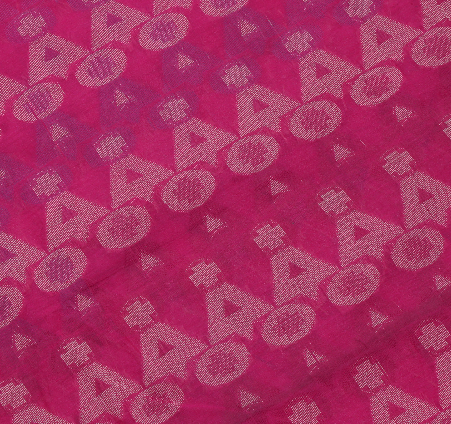 Sushila Vintage Pink Indian Saree Blend Cotton All Over Woven Sari Craft Fabric