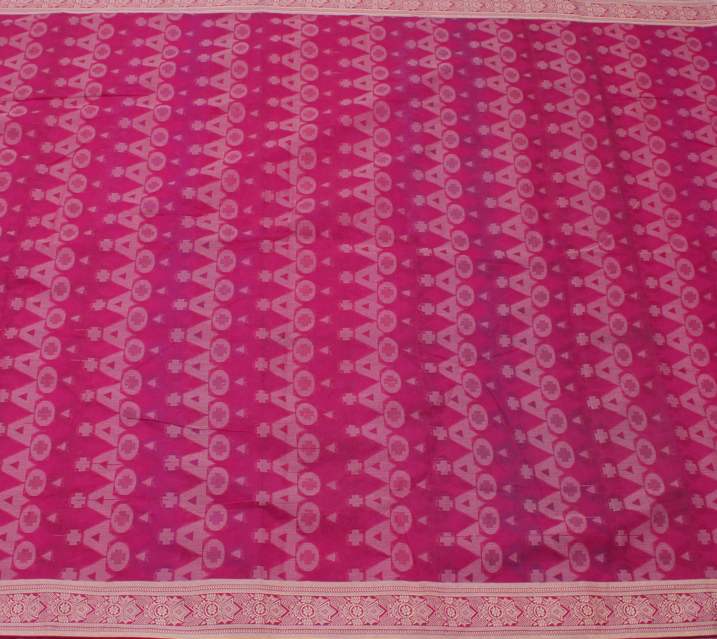 Sushila Vintage Pink Indian Saree Blend Cotton All Over Woven Sari Craft Fabric