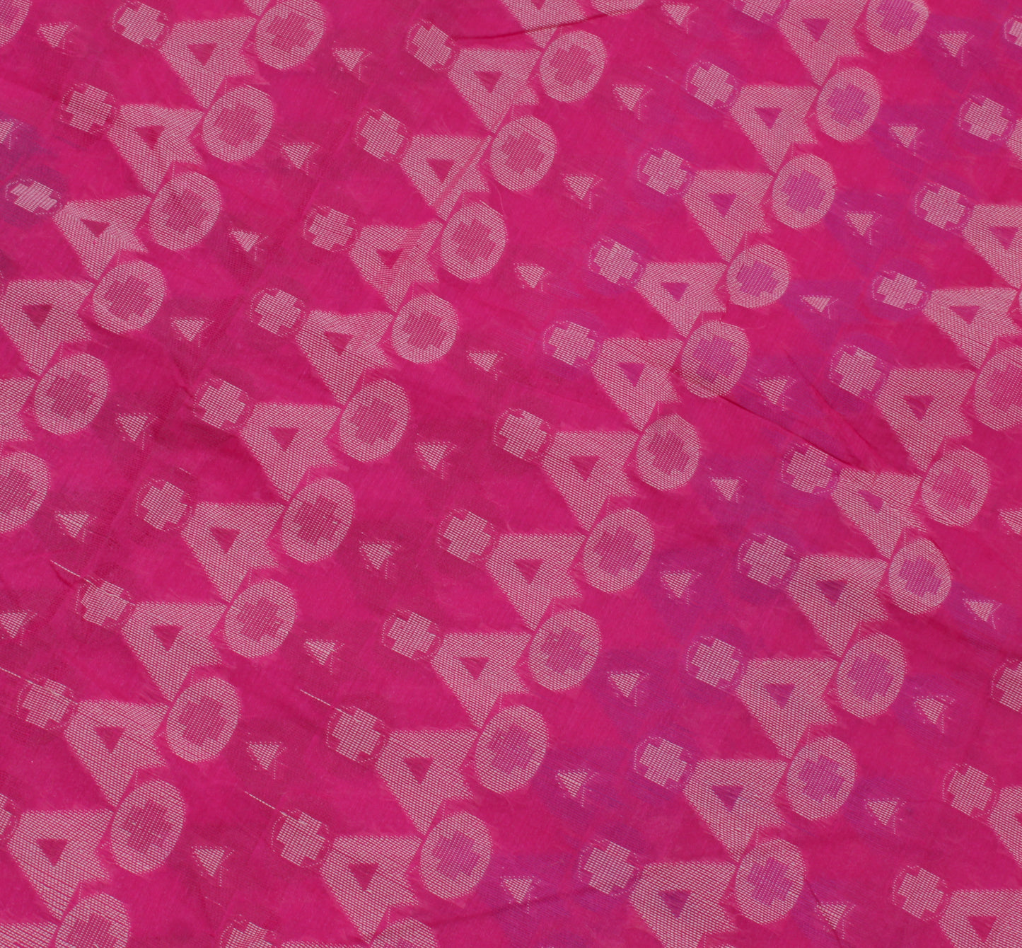 Sushila Vintage Pink Indian Saree Blend Cotton All Over Woven Sari Craft Fabric