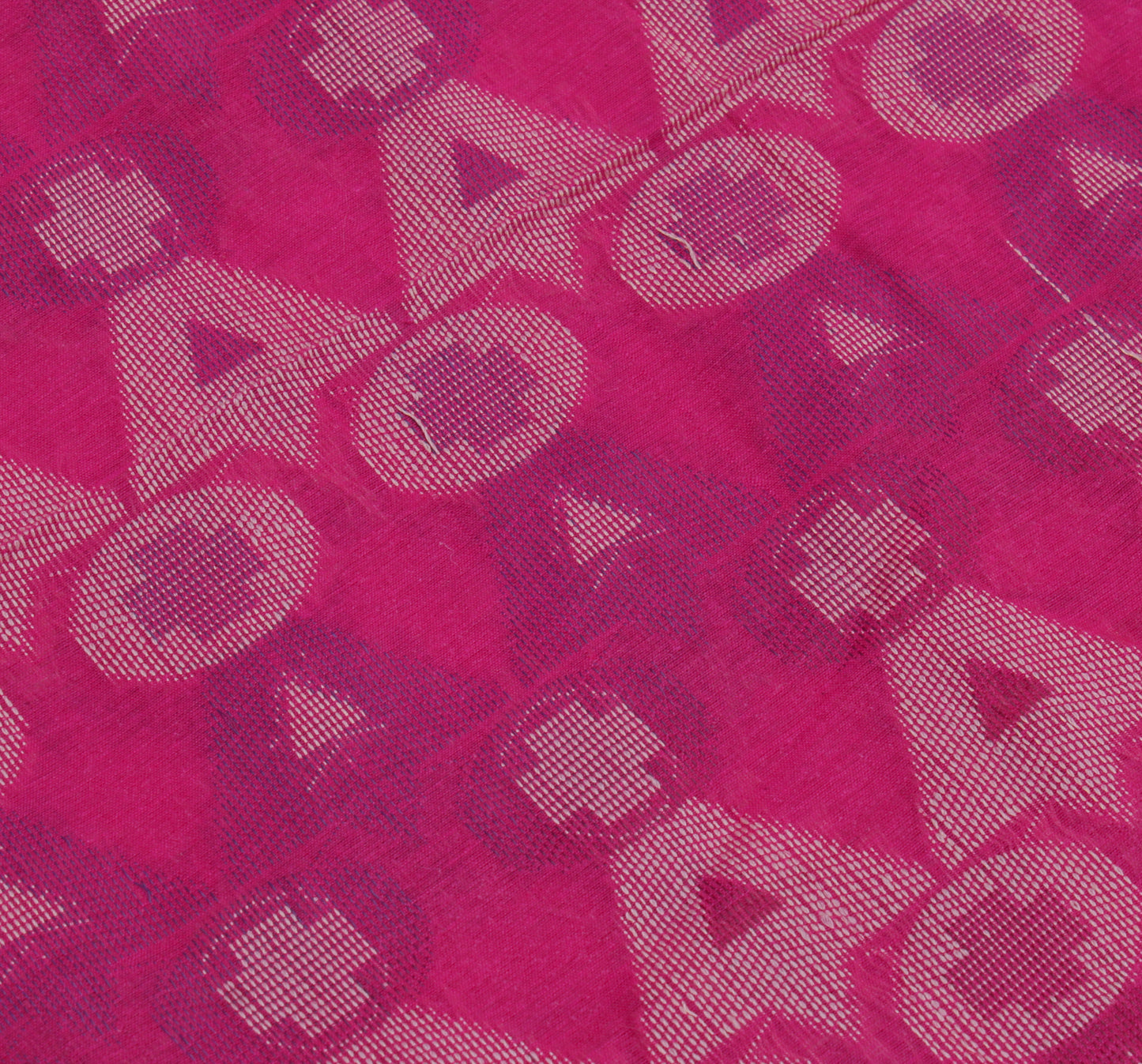 Sushila Vintage Pink Indian Saree Blend Cotton All Over Woven Sari Craft Fabric