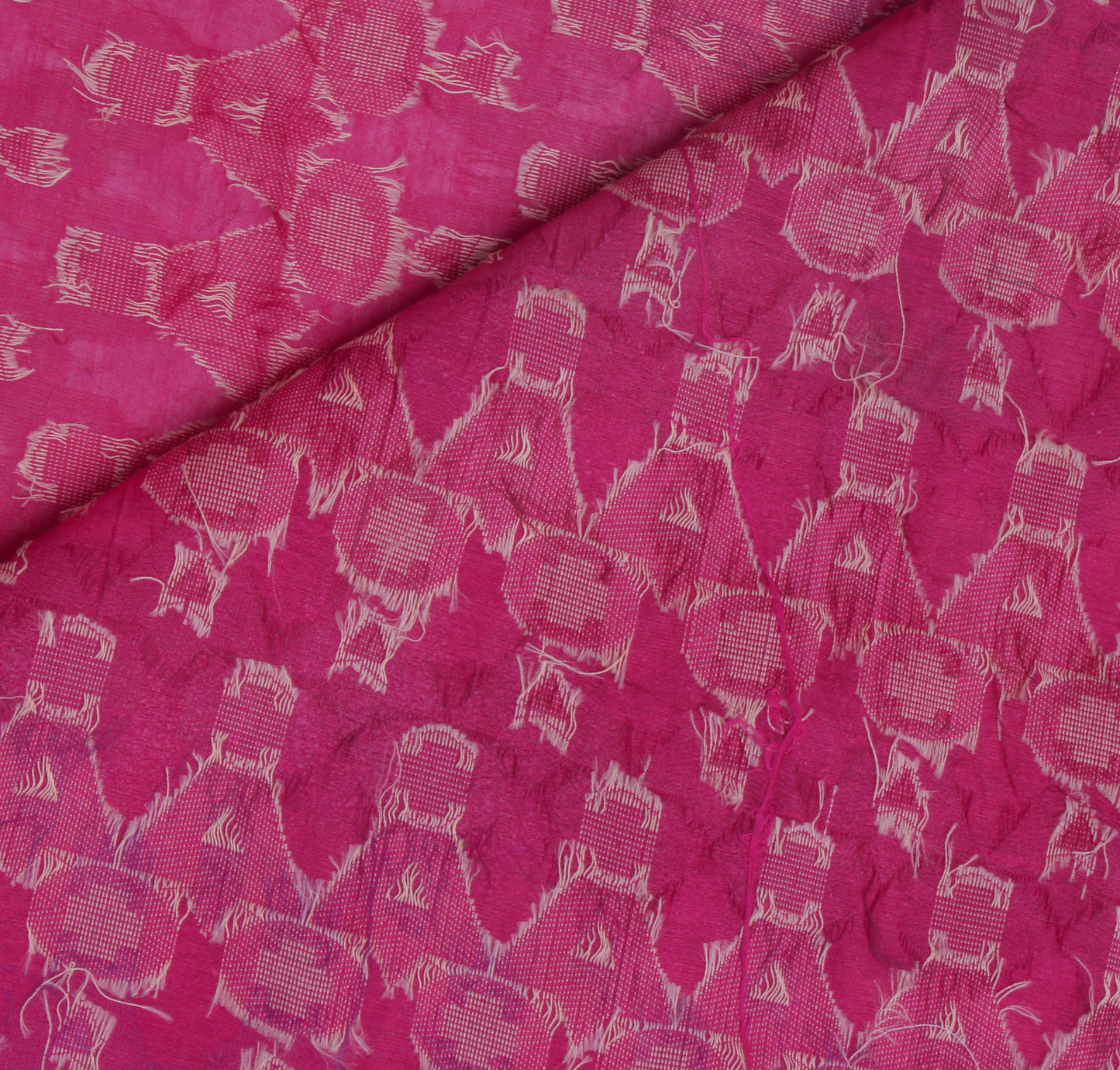 Sushila Vintage Pink Indian Saree Blend Cotton All Over Woven Sari Craft Fabric