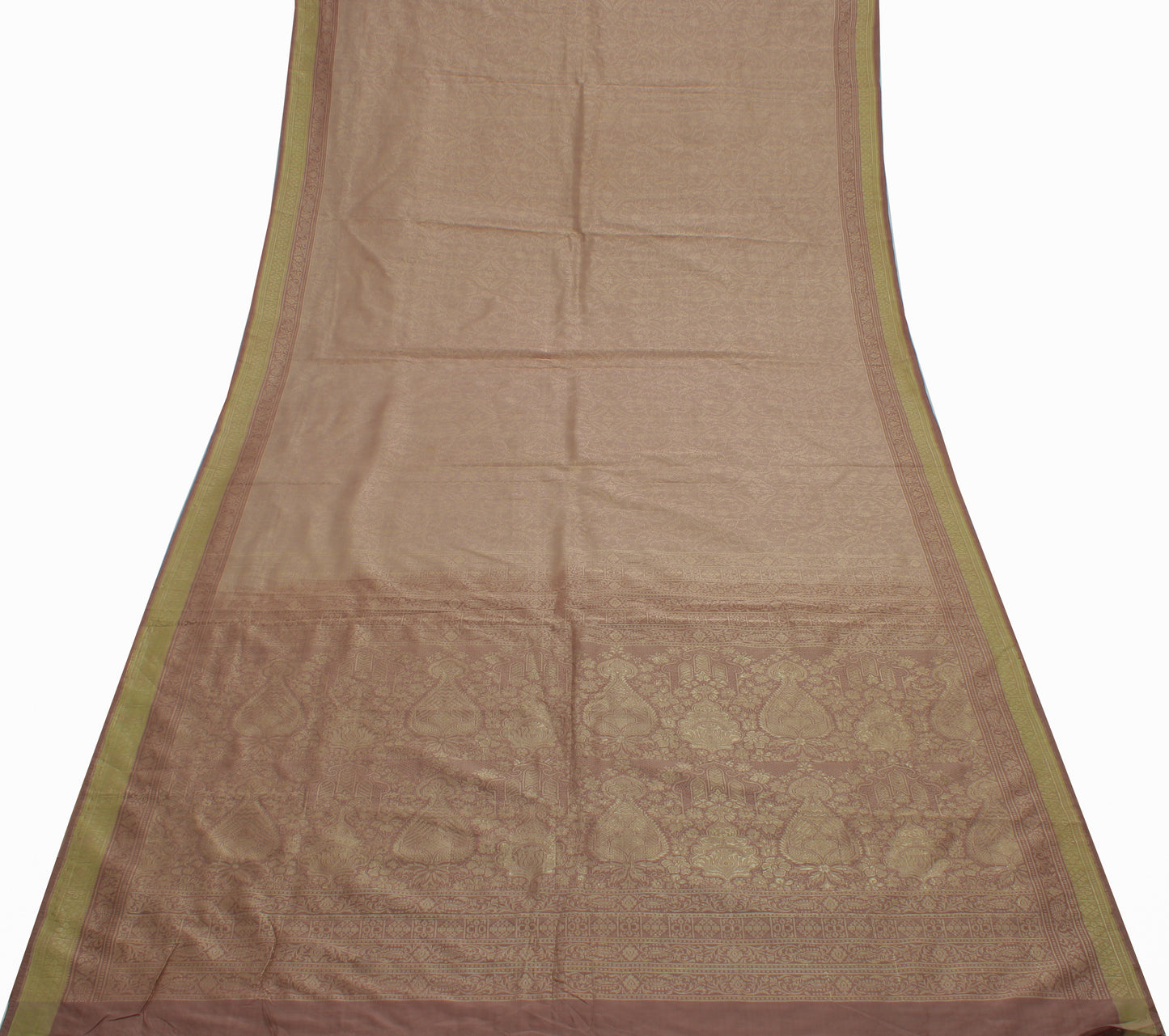 Sushila Vintage Indian Saree 100% Pure Silk All Over Woven Floral Sari Fabric