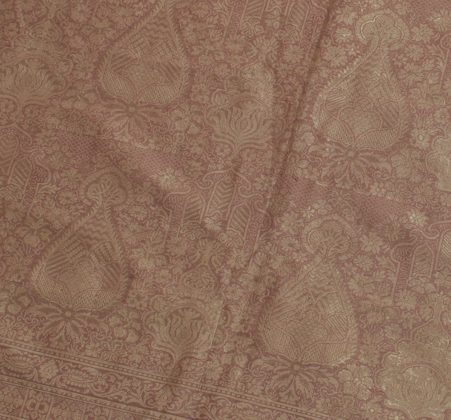 Sushila Vintage Indian Saree 100% Pure Silk All Over Woven Floral Sari Fabric