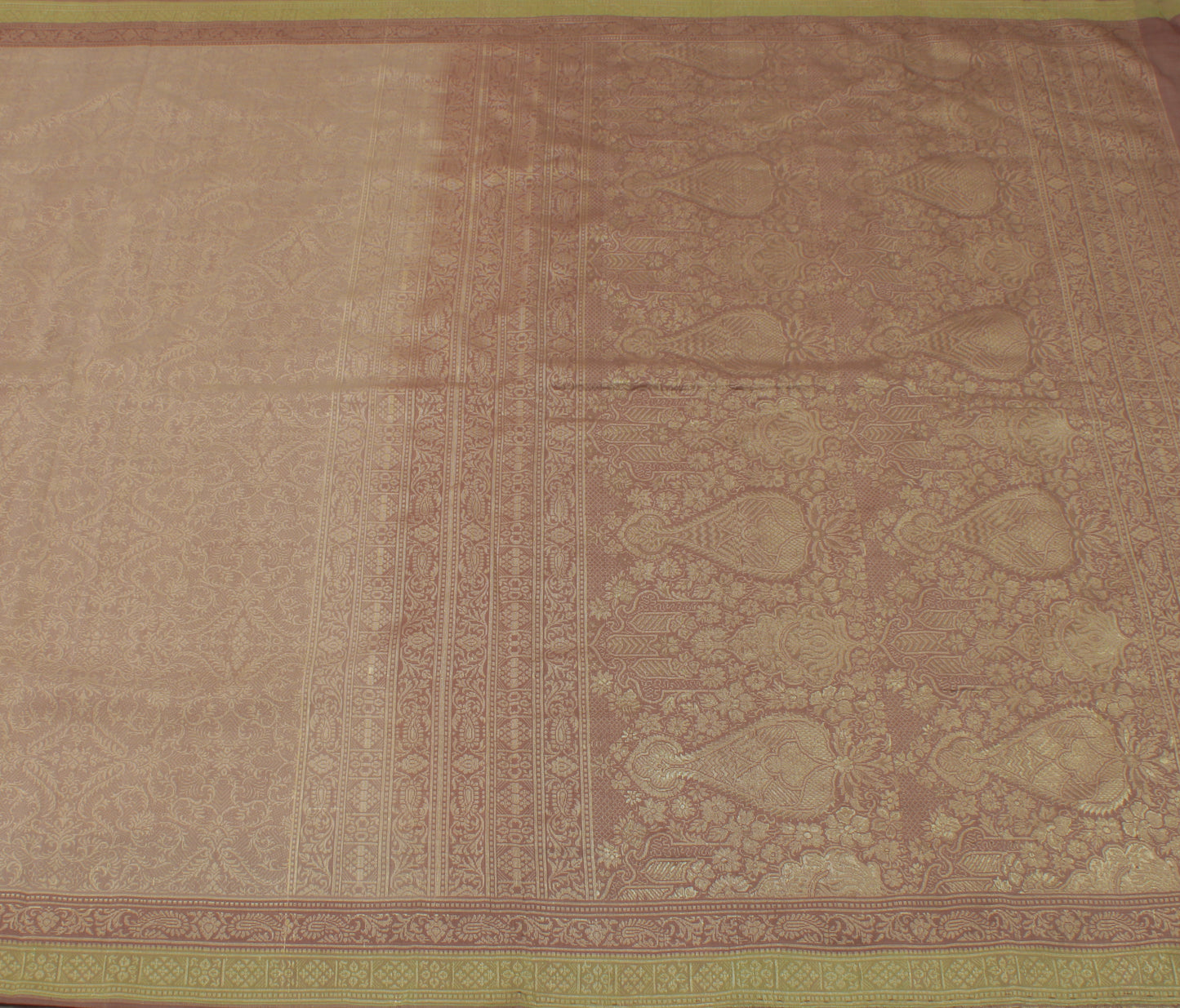 Sushila Vintage Indian Saree 100% Pure Silk All Over Woven Floral Sari Fabric