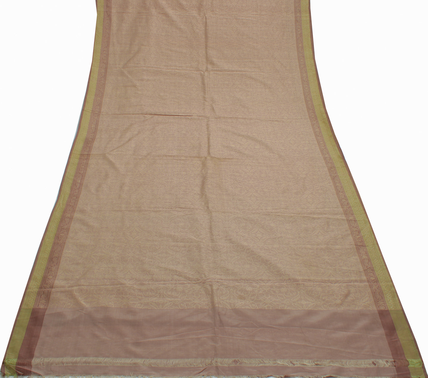 Sushila Vintage Indian Saree 100% Pure Silk All Over Woven Floral Sari Fabric