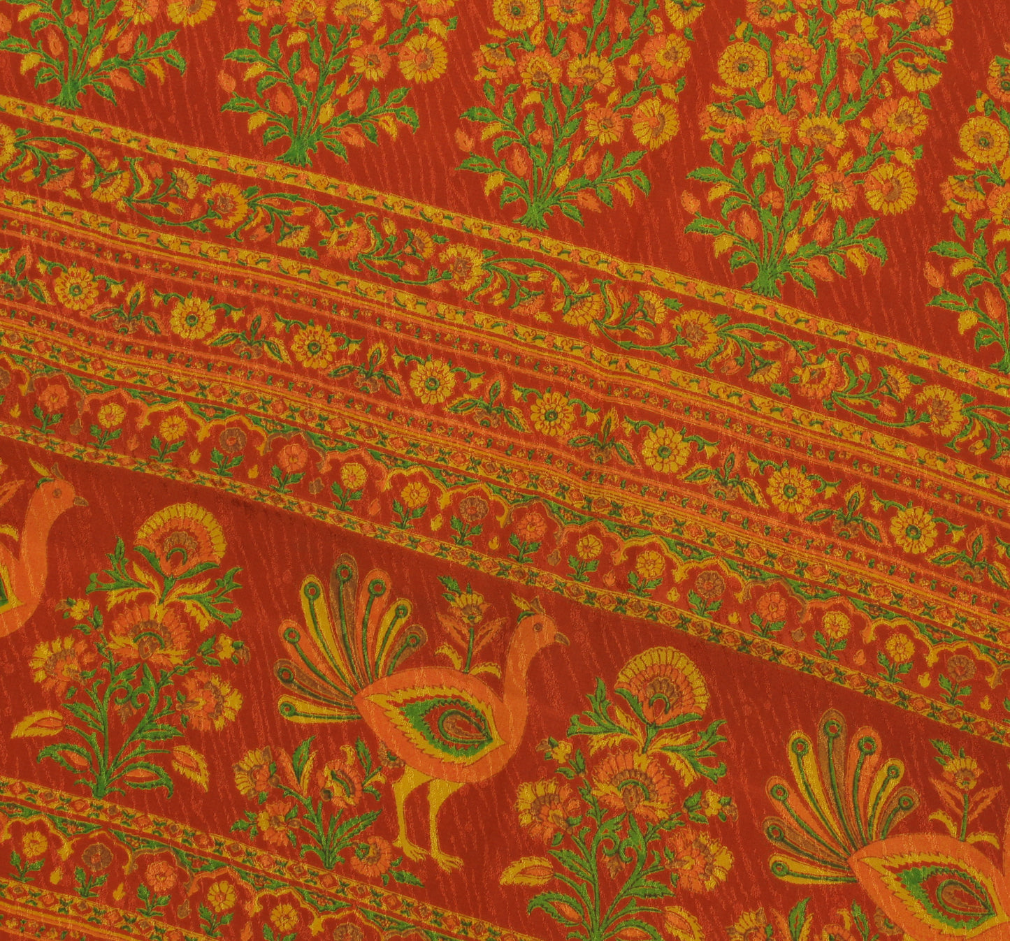 Sushila Vintage Rust Saree Pure Georgette Silk Printed Parrot Sari Craft Fabric
