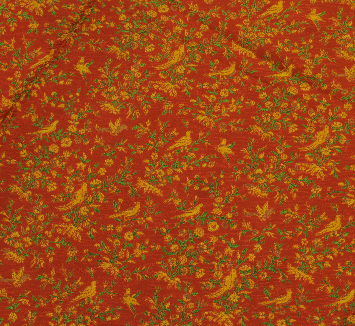 Sushila Vintage Rust Saree Pure Georgette Silk Printed Parrot Sari Craft Fabric